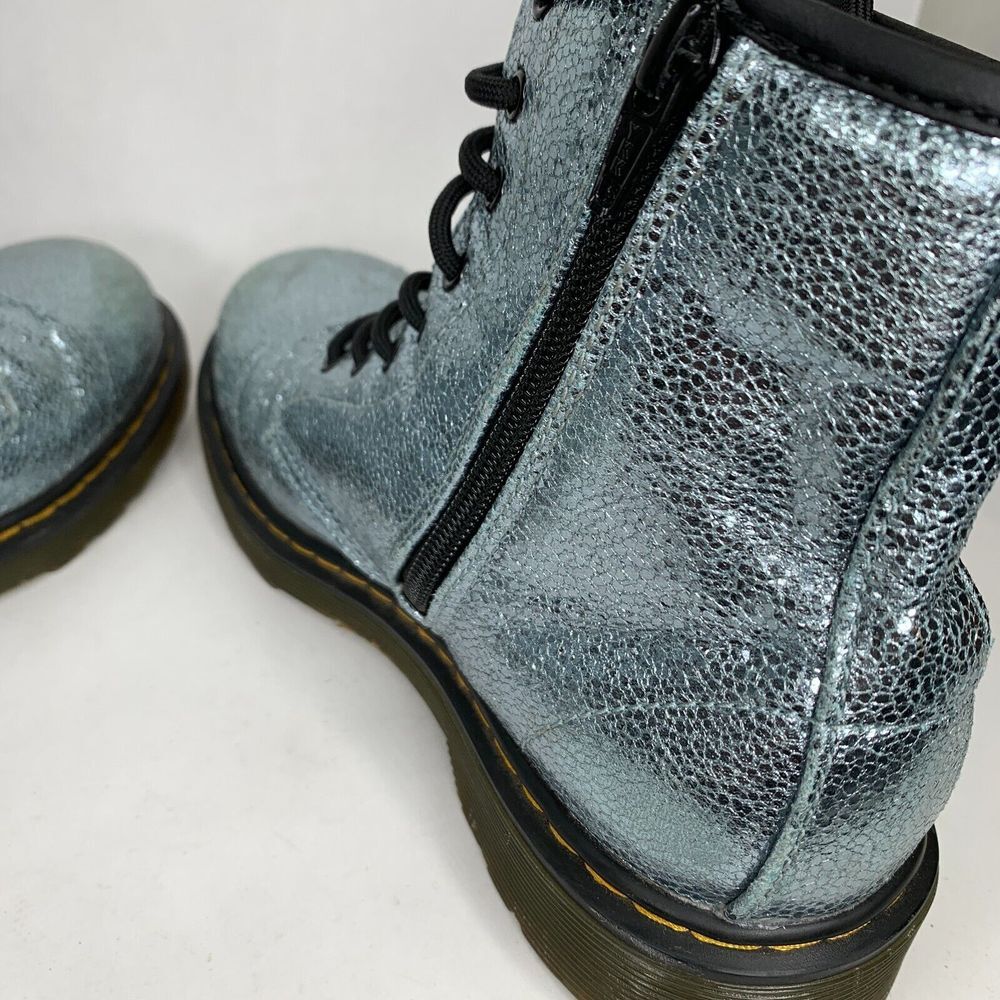 Dr‎ Martens 1460 Boots Juniors 4 Blue Silver Glitter Combat - Picture 4 of 9